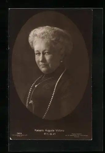 AK Kaiserin Auguste Victoria Königin von Preussen, anlässlich ihres Todes 11.4.1921