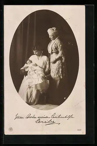 AK Kaiserin Auguste Victoria Königin von Preussen mit Cecilie und Kind