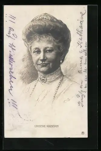 Künstler-AK Kaiserin Auguste Victoria Königin von Preussen mit Diadem