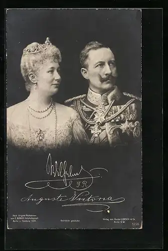 AK Kaiserin Auguste Victoria Königin von Preussen und Wilhelm II. in Uniform