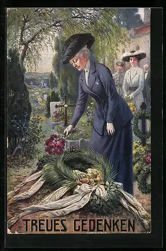 Künstler-AK Kaiserin Auguste Victoria Königin von Preussen, am Grab in Treuem Gedenken