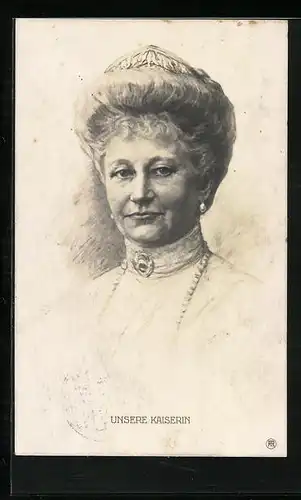 Künstler-AK Kaiserin Auguste Victoria Königin von Preussen mit Diadem