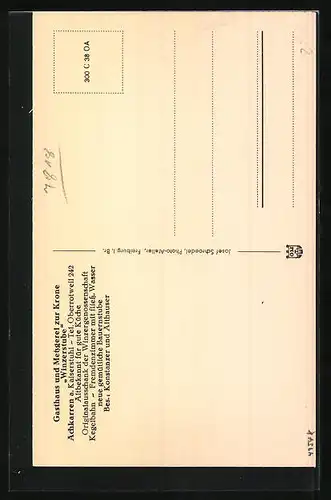 AK Achkarren a. Kaiserstuhl, Gasthaus und Metzgerei zur Krone, Winzerstube