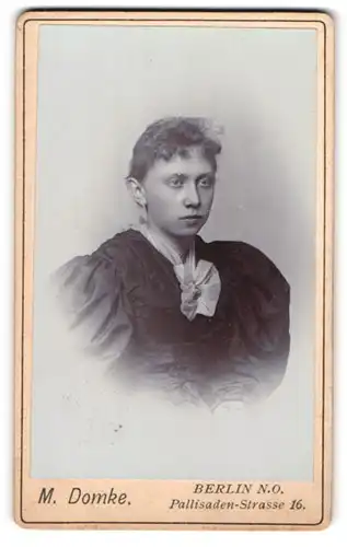 Fotografie M. Domke, Berlin, Pallisadenstr. 16, Portrait blondes Fräulein in prachtvoller Bluse