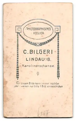 Fotografie C. Bilgeri, Lindau i. B., Karolinenschanze, Portrait junger Mann elegant im Jackett