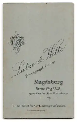 Fotografie Lutze & Witte, Magdeburg, Breite Weg 32 /33, Portrait brünettes Fräulein in weisser Bluse