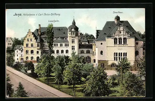 AK Jena, Volkshaus d. Carl Zeiss-Stiftung, Lesehalle und Saalbau