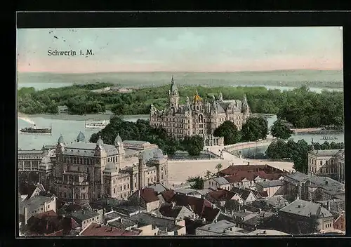 AK Schwerin i. M., Gesamtansicht mit Schloss