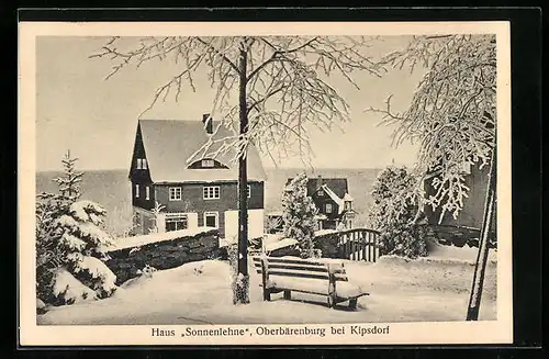 AK Oberbärenburg bei Kipsdorf, Hotel Sonnenlehne im Winter