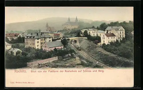 AK Rochlitz, Blick von der Plattform der Realschule auf Schloss und Berg