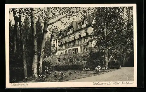 AK Badenweiler, Schwarzwald-Hotel, Parkfront