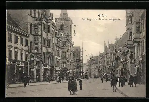 AK Erfurt, der Anger vom Brunnen aus gesehen