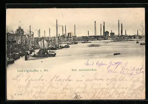 AK Ludwigshafen a. Rh., Blick auf die Bad. Anilinfabriken