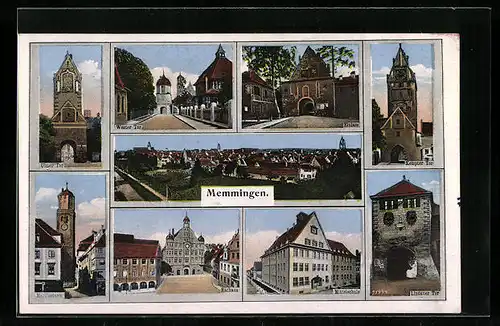 AK Memmingen, Rathaus, Mittelschule, Lindauer Tor