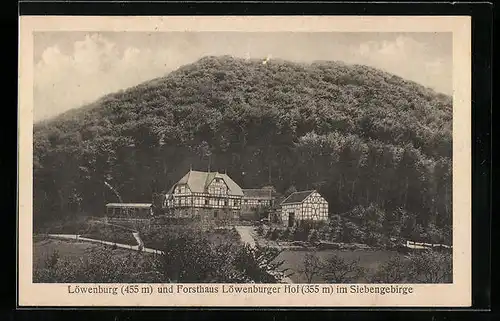 AK Bad Honnef, Löwenburg und Gasthaus Löwenburger Hof