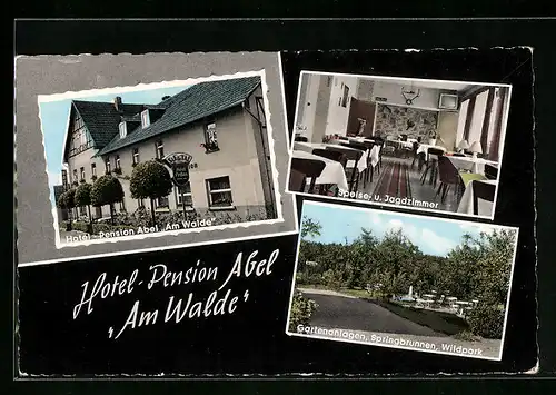 AK Eichen im Westerwald, Hotel Pension Abel Am Walde, Speise- und Jagdzimmer