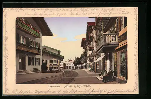 AK Tegernsee, Alte Wohnhäuser in der Nördl. Hauptstrasse