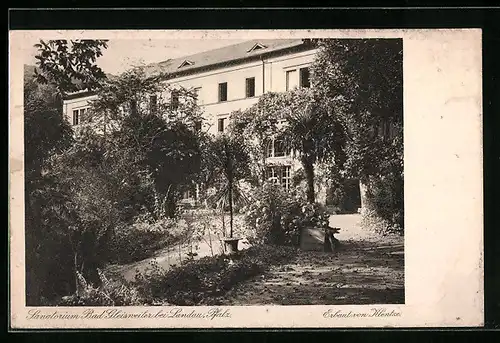 AK Bad Gleisweiler bei Landau i. Pfalz, Gartenansicht des Sanatorium