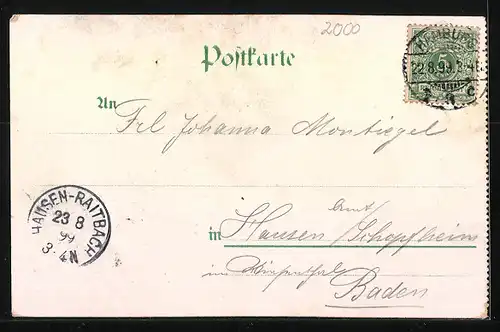 Lithographie Hamburg-Neustadt, Vorplatz zur Hauptpost