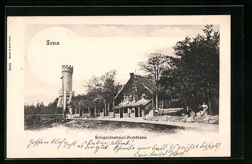 AK Jena, am Kriegerdenkmal Forsthaus