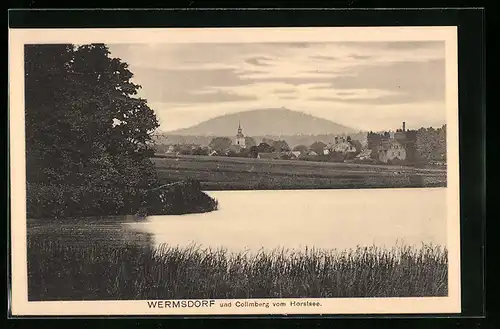 AK Wermsdorf, Gesamtansicht mit Collmberg vom Horstsee aus gesehen