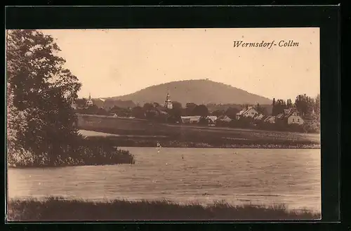 AK Wermsdorf-Collm, Totale vom Horstsee aus gesehen