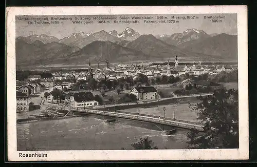 AK Rosenheim, Gesamtansicht mit Gebirgskette
