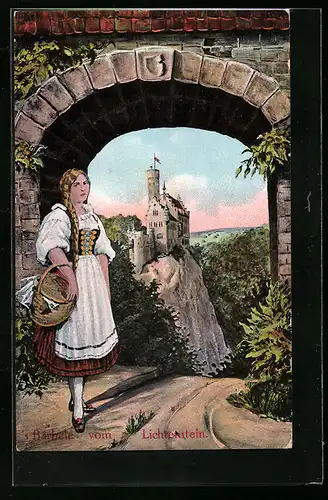 AK Schloss Lichtenstein mit Bärbele