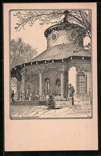 Künstler-AK Potsdam, Schloss Sanssouci, Japanisches Häuschen