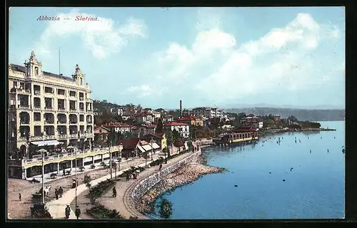 AK Abbazia, Slatina, Blick auf die Uferpromenade