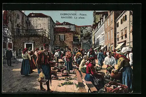 AK Ragusa, Händler auf dem städtischen Platz
