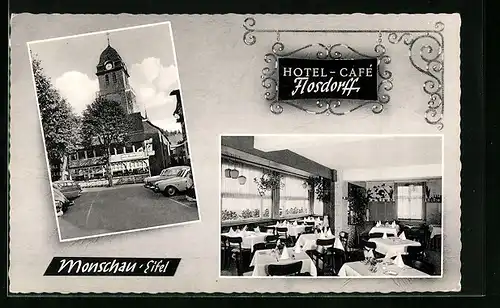 AK Monschau i. Eifel, Hotel Cafe Flosdorff, in der Gaststube