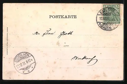 AK Karlsruhe, Totalansicht der Stadt