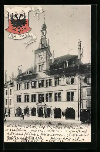 AK Lausanne, Hotel de Ville, La Palud, Wappen