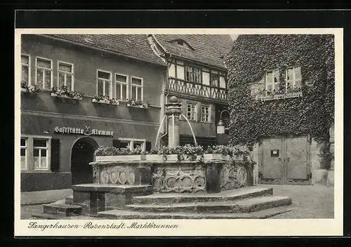 AK Sangerhausen-Rosenstadt, am Marktbrunnen, Gaststätte Klemme