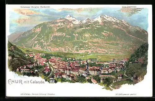 Künstler-AK C. Steinmann Nr. 2143: Chur mit Calanda, Generalansicht der Stadt