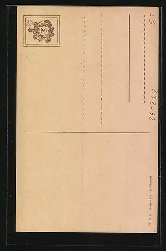 Künstler-AK Carl Reichert: Hundemutter mit Welpen in der Hütte