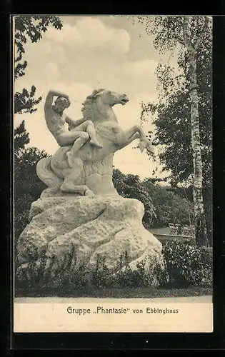 AK München, die Gruppe Phantasie von Ebbinghaus, Ausstellung der Bayrischen Gewerbeschau 1912