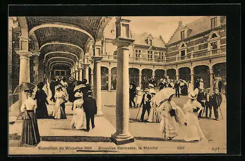 AK Bruxelles, Kermesse, Exposition 1910, Gäste auf der Ausstellung