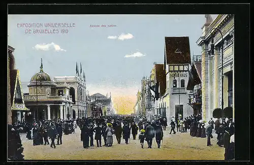 AK Bruxelles, Exposition Universelle 1910, Avenue des Nation