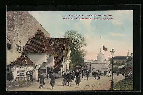 AK Bruxelles, Exposition de 1910, Restaurant de Düsseldorf et Pavillon Photolythe