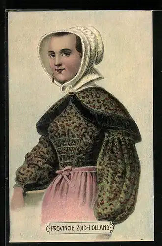 Künstler-AK Niederländische Frau in Tracht aus der Provinz Zuid-Holland