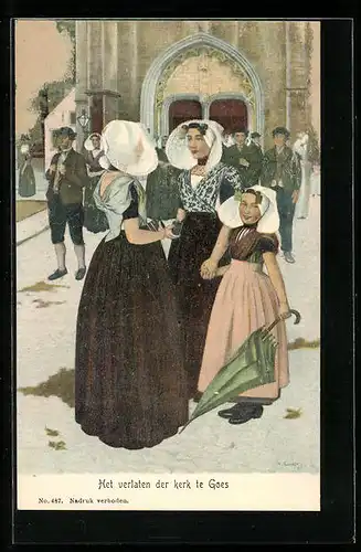 AK Niederländischer Gesellschaft in Volkstrachten