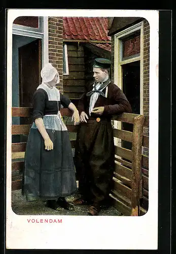 AK Volendam, Pärchen in niederländischen Volkstrachten