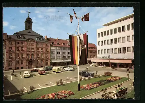 AK Pirmasens /Pfalz, Anlagen und Parkplatz vor dem alten Rathaus