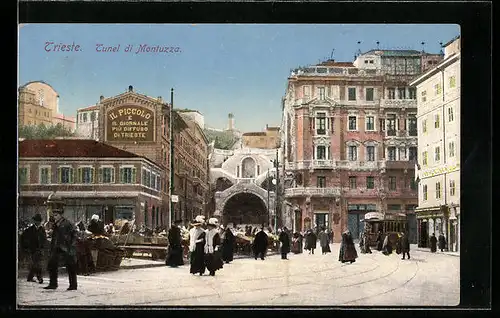 AK Trieste, Tunel di Montuzza, Strassenbahn