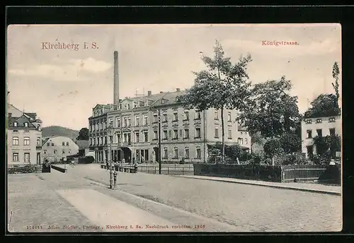AK Kirchberg i. S., Königstrasse mit Restaurant