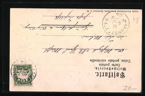 Lithographie Lager-Lechfeld, Baracken-Lager aus der Vogelschau, Blumenstrauss