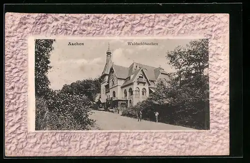 AK Aachen, Gasthaus Waldschlösschen mit Strasse