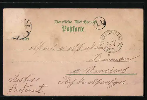 Lithographie Aachen, Theater, Marschierthor, Karlsbad und Kurhaus in Burtscheid